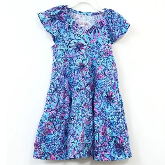 Lilly Pulitzer Girls Mini Kawai Dress Breakwater Blue Cotton S 4-5 YRS 281165